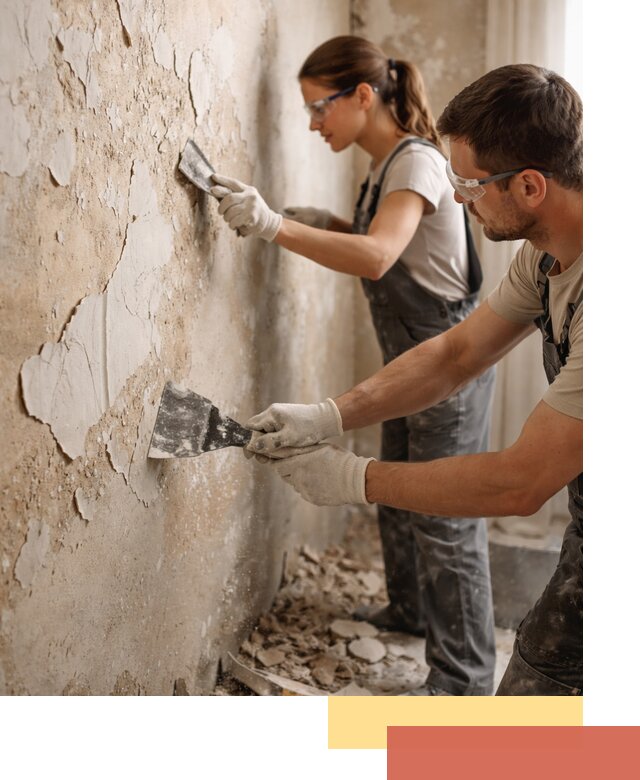 Снятие старой шпаклевки и подготовка поверхностей в Гае