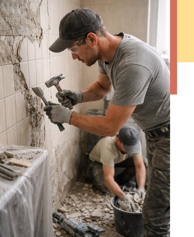 Демонтаж плитки со стен в Гае от 864 руб. — быстро и недорого | ОТДЕЛОЧНИК-Гай