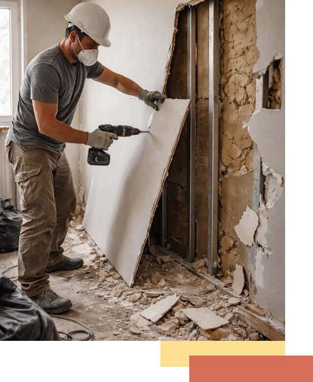 Демонтаж гипсокартона со стен в Гае качественно и быстро