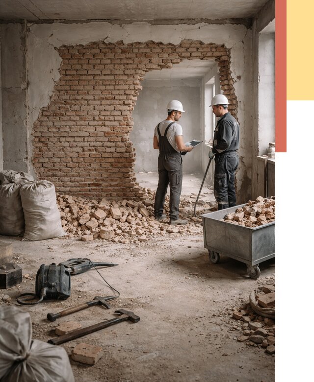 Демонтаж кирпичных стен в Гае от 4270 руб. — быстро, недорого, под ключ | ОТДЕЛОЧНИК-Гай