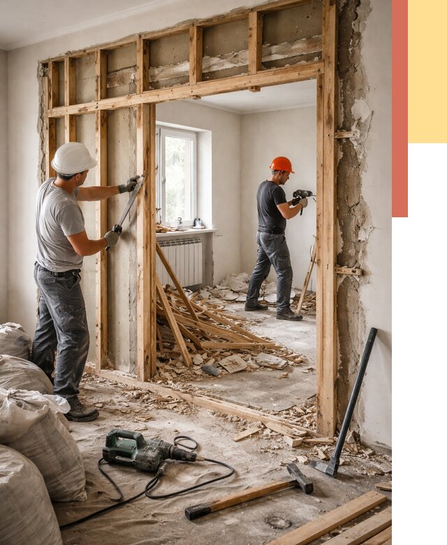 Демонтаж деревянных перегородок в Гае от 3253 руб. — быстро и недорого | ОТДЕЛОЧНИК-Гай