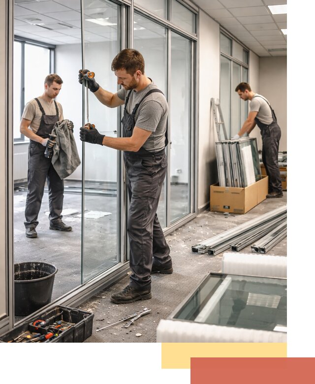 Демонтаж стеклянных перегородок в Гае быстро и безопасно