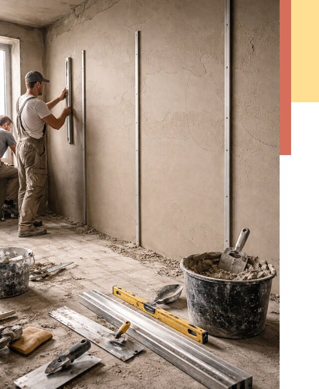 Штукатурка стен по маякам в Гае от 5591 руб./м² — выравнивание под ключ | ОТДЕЛОЧНИК-Гай