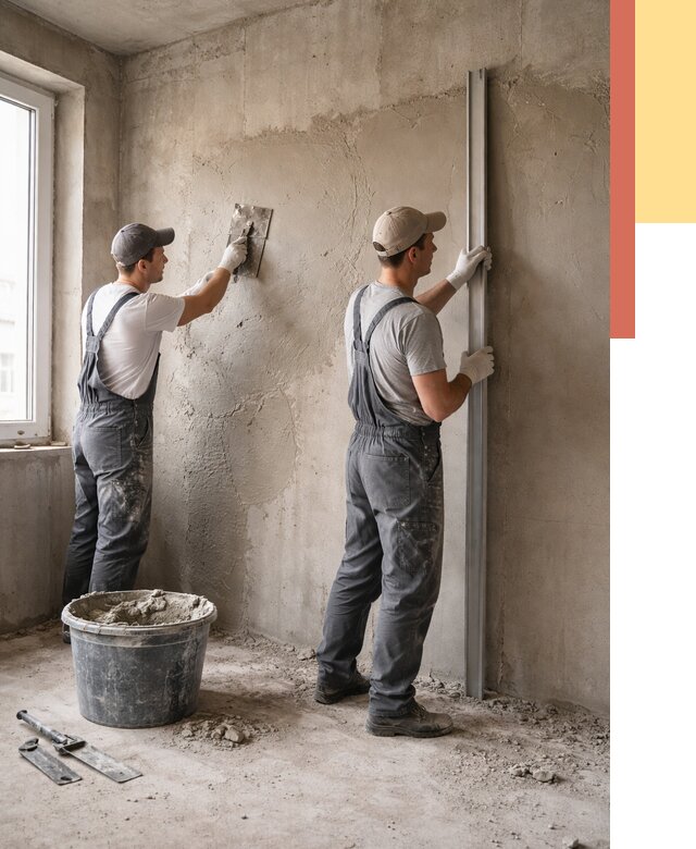 Штукатурка бетонных стен в Гае от 4575 руб/м² — качественно и быстро | ОТДЕЛОЧНИК-Гай