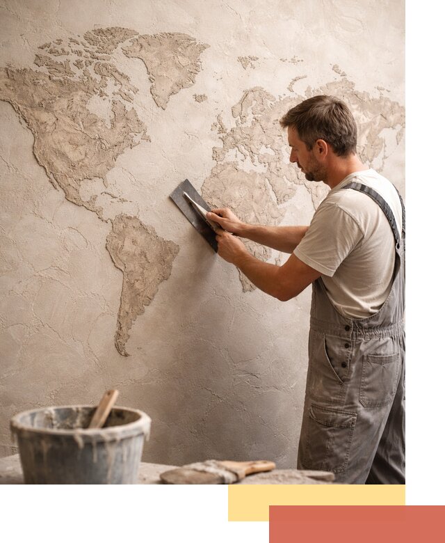 Декоративная штукатурка «Карта мира» под ключ в Гае