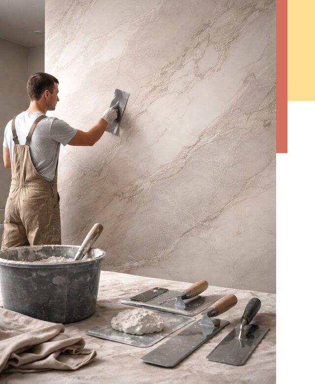 Декоративная штукатурка под мрамор в Гае от 2846 руб./м² — быстро и недорого | ОТДЕЛОЧНИК-Гай