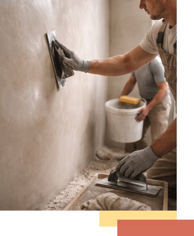 Нанесение марокканской штукатурки таделакт в Гае