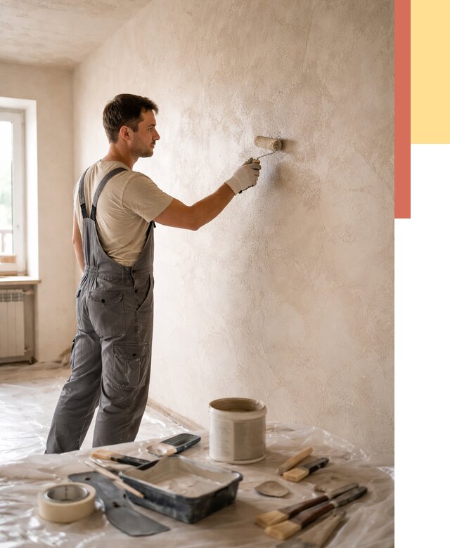 Нанесение лессирующей краски по декоративке в Гае от 1779 руб. | ОТДЕЛОЧНИК-Гай