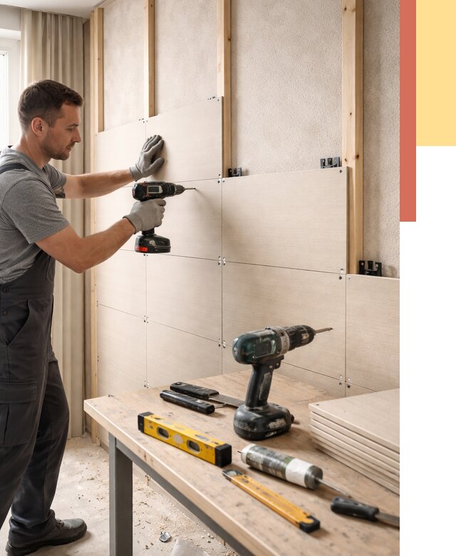 Монтаж МДФ панелей на стены в Гае от 1271 руб. под ключ | ОТДЕЛОЧНИК-Гай