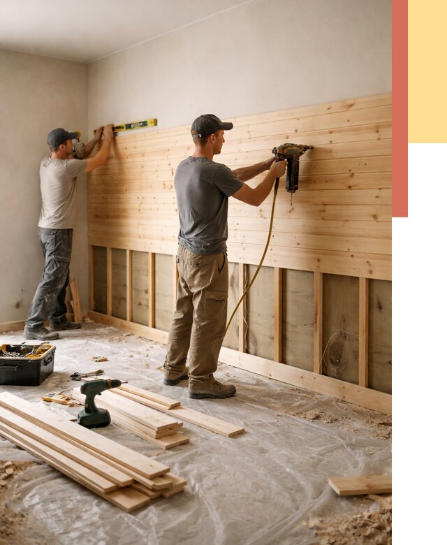 Монтаж деревянной вагонки на стены в Гае от 7625 руб. | Услуги монтажа вагонки | ОТДЕЛОЧНИК-Гай