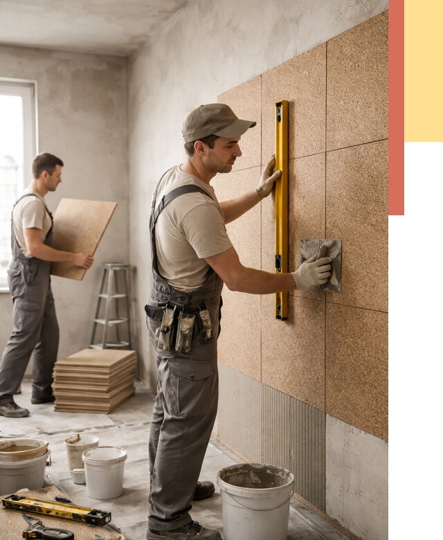 Монтаж пробковых панелей на стены в Гае от 3558 руб. — ОТДЕЛОЧНИК-Гай