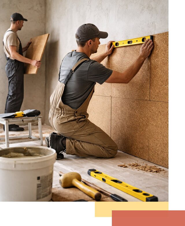 Монтаж пробковых панелей на стены в Гае быстро и качественно