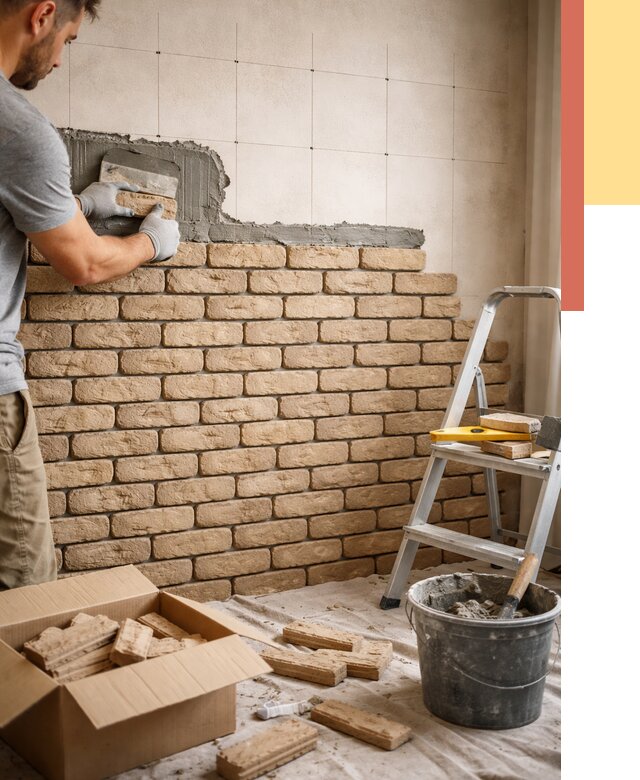 Монтаж декоративного кирпича в Гае от 3253 руб./м² — быстро и недорого | ОТДЕЛОЧНИК-Гай