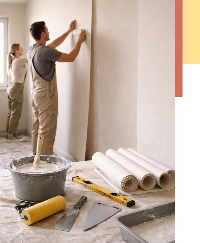 Поклейка бумажных обоев в Гае от 5591 руб./м2 — быстро и недорого | ОТДЕЛОЧНИК-Гай