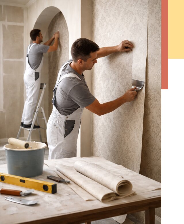 Поклейка обоев на сложные стены в Гае от 2846 руб. под ключ | ОТДЕЛОЧНИК-Гай