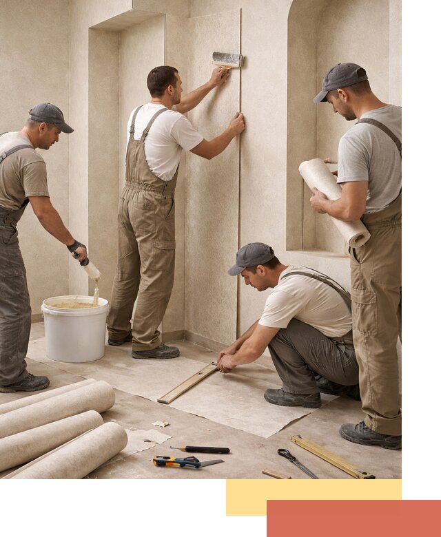 Поклейка обоев на сложные стены и неровные поверхности в Гае