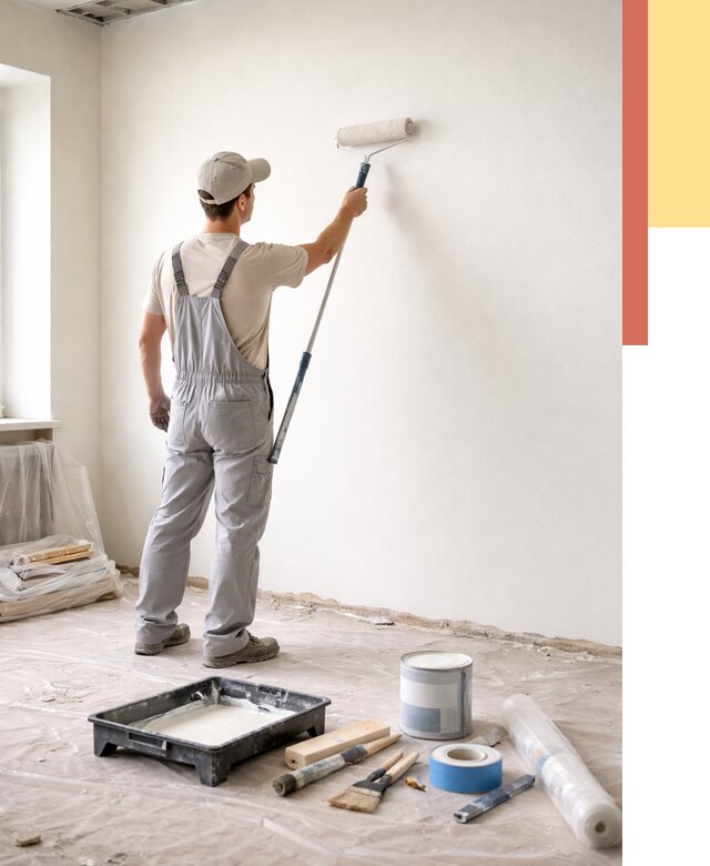 Покраска стен водоэмульсионной краской в Гае от 457 руб. за м² | ОТДЕЛОЧНИК-Гай