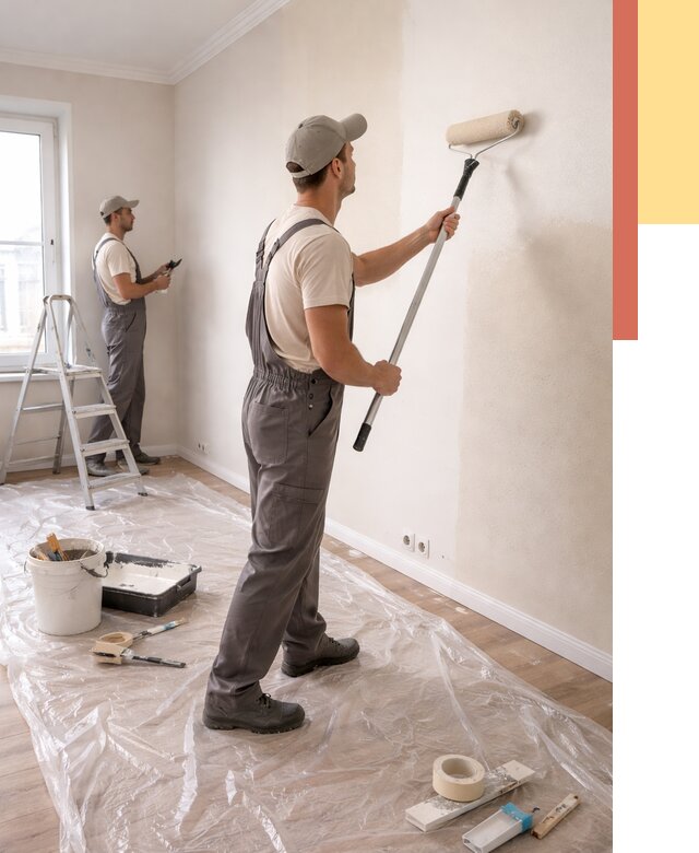 Покраска стен акриловой краской в Гае от 3558 руб./м² — быстро и недорого | ОТДЕЛОЧНИК-Гай