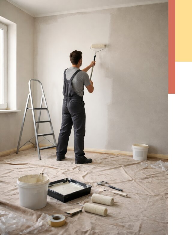 Покраска стен моющейся краской в Гае от 356 руб./м² — быстро и недорого | ОТДЕЛОЧНИК-Гай