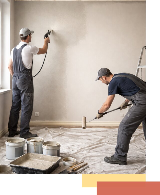 Покраска стен моющейся краской и защита поверхностей в Гае