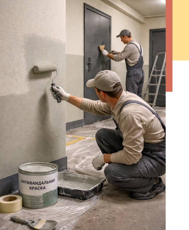 Покраска стен антивандальной краской в Гае от 4575 руб./м² под ключ | ОТДЕЛОЧНИК-Гай