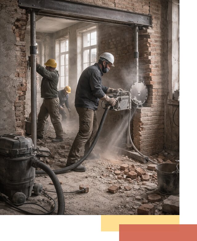 Прорезка проема в стене под дверной или оконный проем в Гае