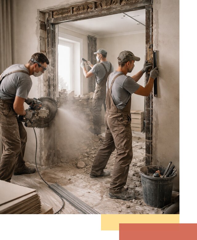 Расширение дверного проема под установку новой двери в Гае