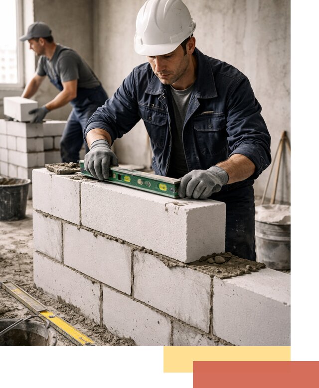 Кладка перегородок из пеноблока под ключ в Гае