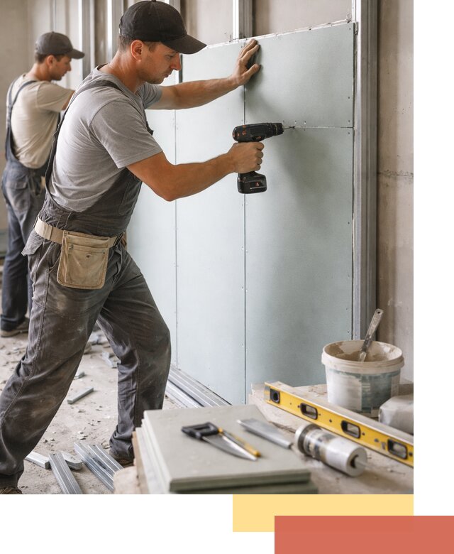 Кладка влагостойких перегородок ПГП в Гае