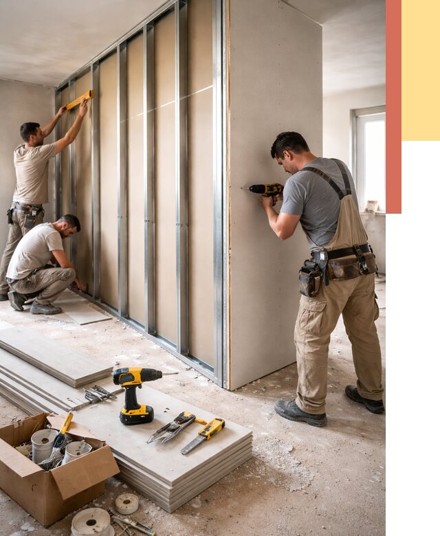 Монтаж однослойной перегородки из гипсокартона в Гае от 661 руб. | ОТДЕЛОЧНИК-Гай