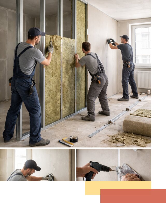 Перегородка из гипсокартона с шумоизоляцией в Гае — монтаж под ключ