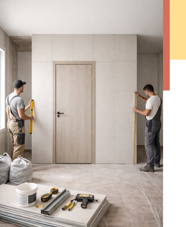 Перегородка из гипсокартона с дверью в Гае от 4575 руб. под ключ | ОТДЕЛОЧНИК-Гай