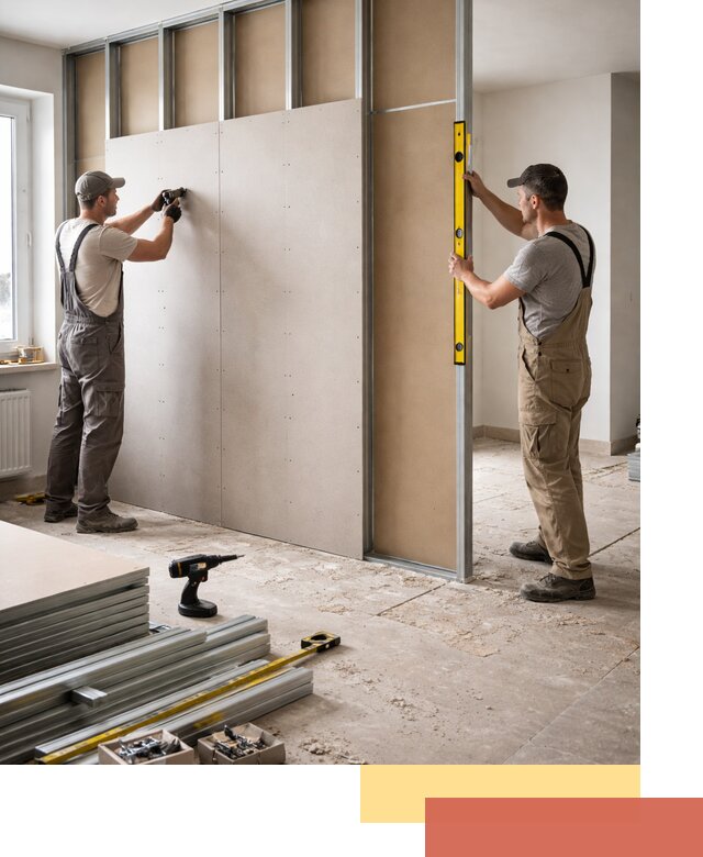 Зонирующая перегородка из гипсокартона под ключ в Гае