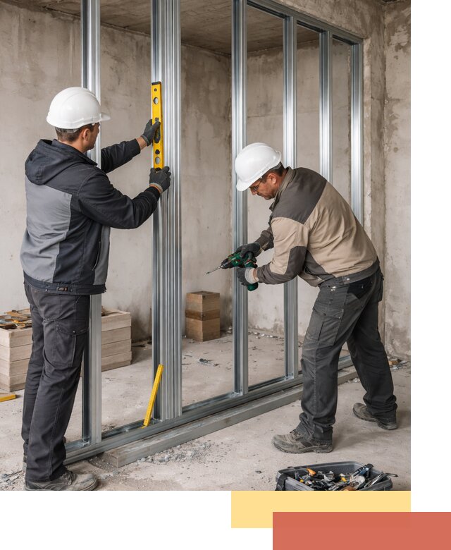 Монтаж каркаса перегородки из профиля в Гае