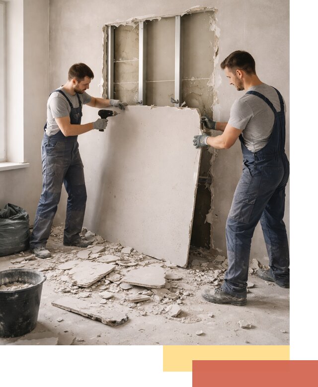 Демонтаж перегородки из гипсокартона в Гае быстрый и аккуратный