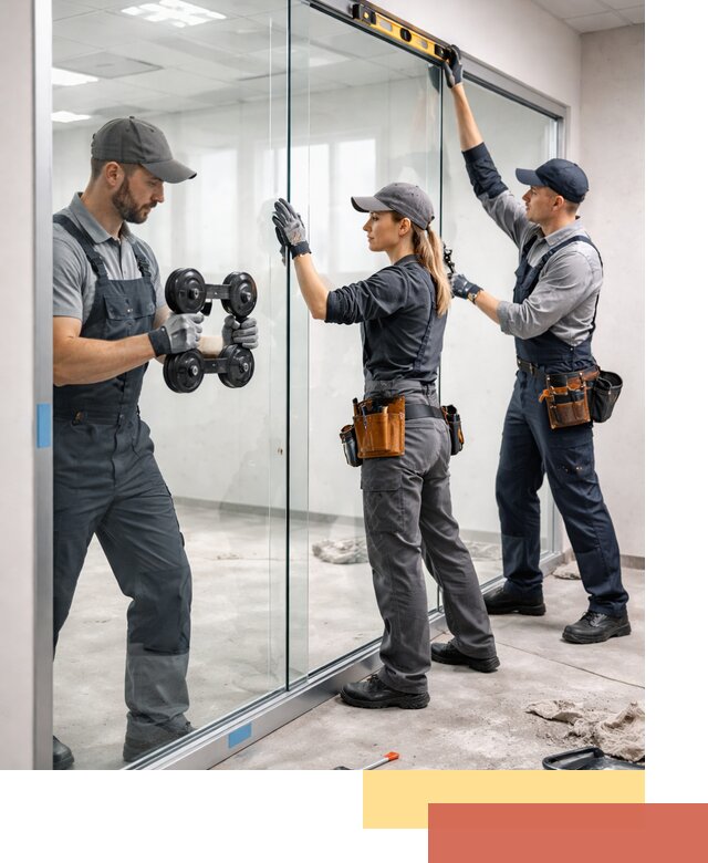 Профессиональный монтаж стеклянных перегородок в Гае