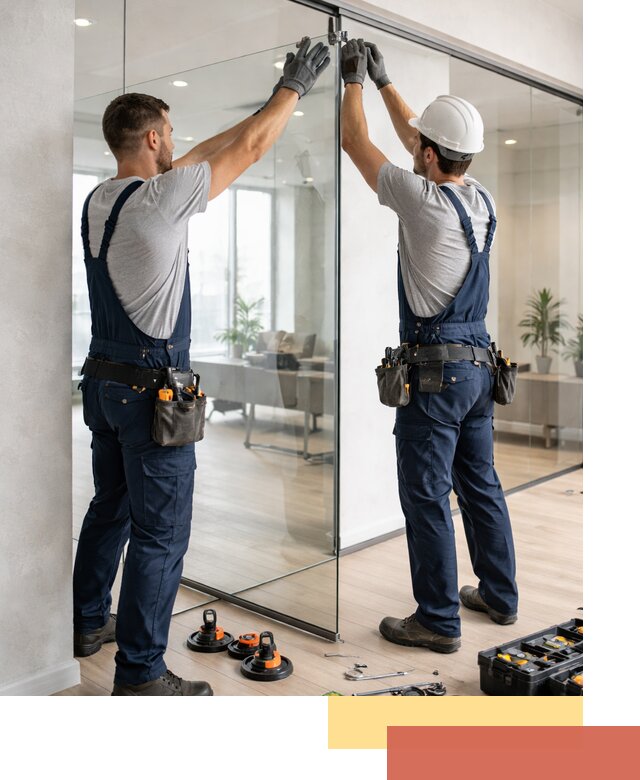 Безрамные стеклянные перегородки под ключ в Гае