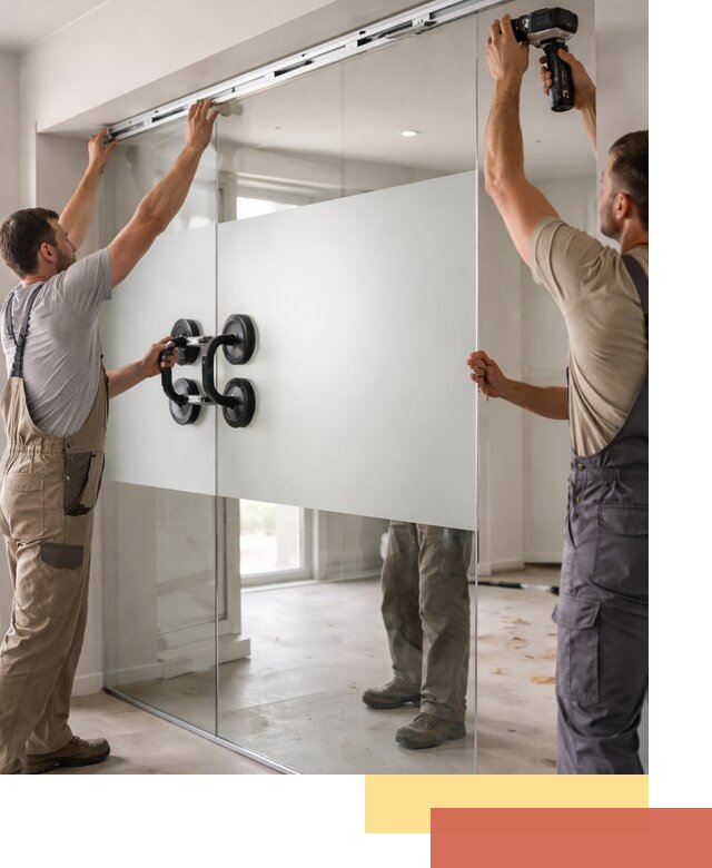 Матовые стеклянные перегородки под ключ в Гае