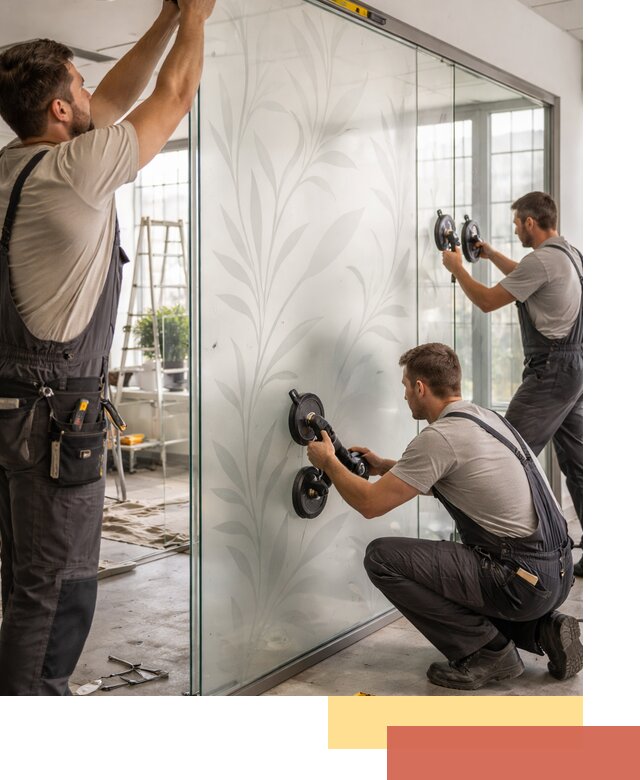 Стеклянные перегородки с рисунком на заказ в Гае