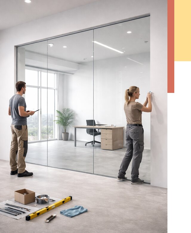 Перегородки из закаленного стекла в Гае от 9658 руб. под ключ | ОТДЕЛОЧНИК-Гай