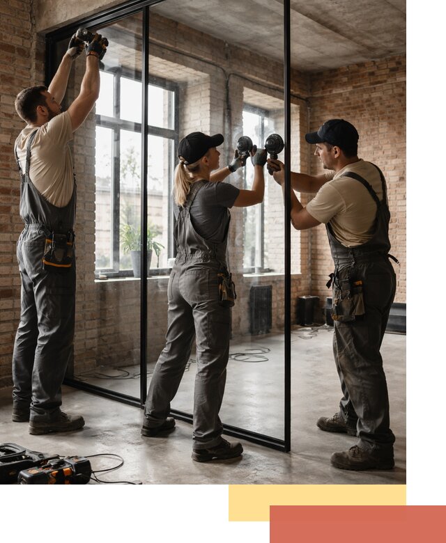 Стеклянные перегородки лофт — изготовление и монтаж в Гае