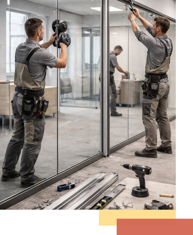 Стеклянные офисные перегородки под ключ в Гае