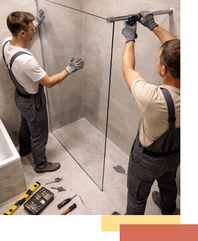 Стеклянные перегородки для душа в Гае — изготовление и монтаж