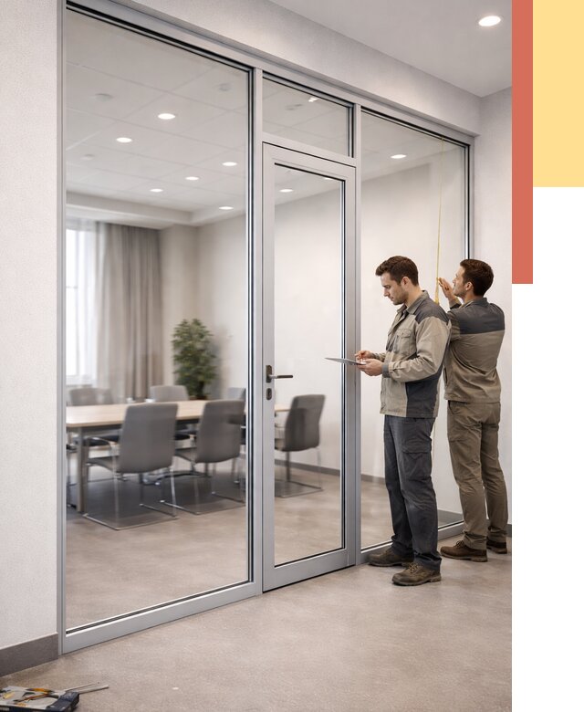 Установка и монтаж алюминиевых перегородок со стеклом в Гае от 8336 руб. | ОТДЕЛОЧНИК-Гай