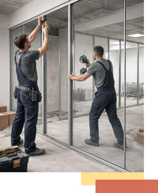 Алюминиевые перегородки со стеклом в Гае — изготовление и монтаж