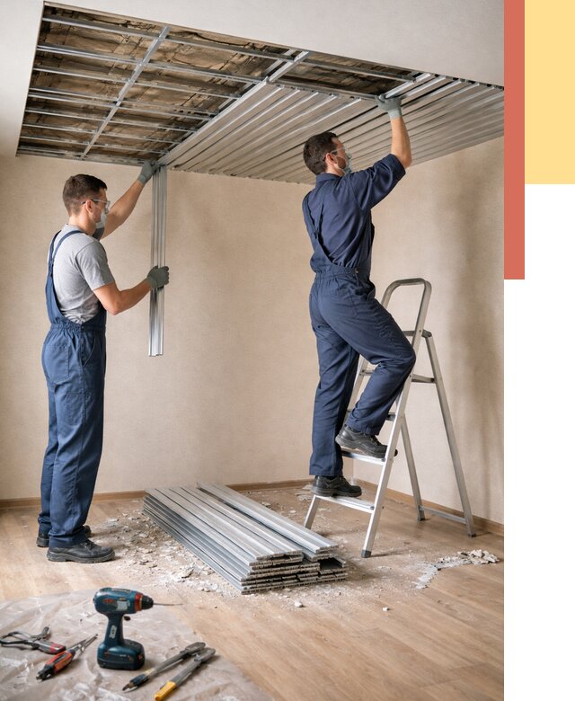 Демонтаж реечного потолка в Гае от 4575 руб. быстро и недорого | ОТДЕЛОЧНИК-Гай