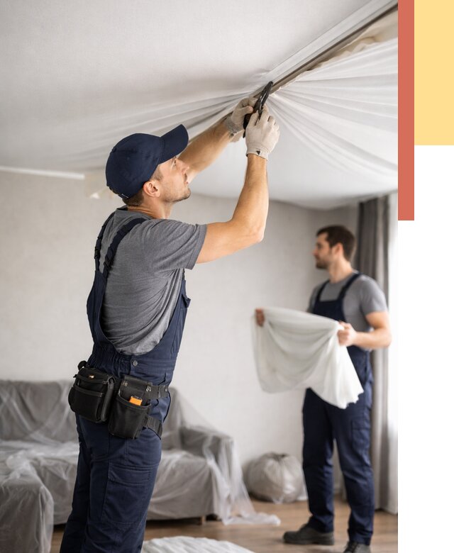 Демонтаж натяжного потолка в Гае от 4575 руб. — снятие и разбор под ключ | ОТДЕЛОЧНИК-Гай