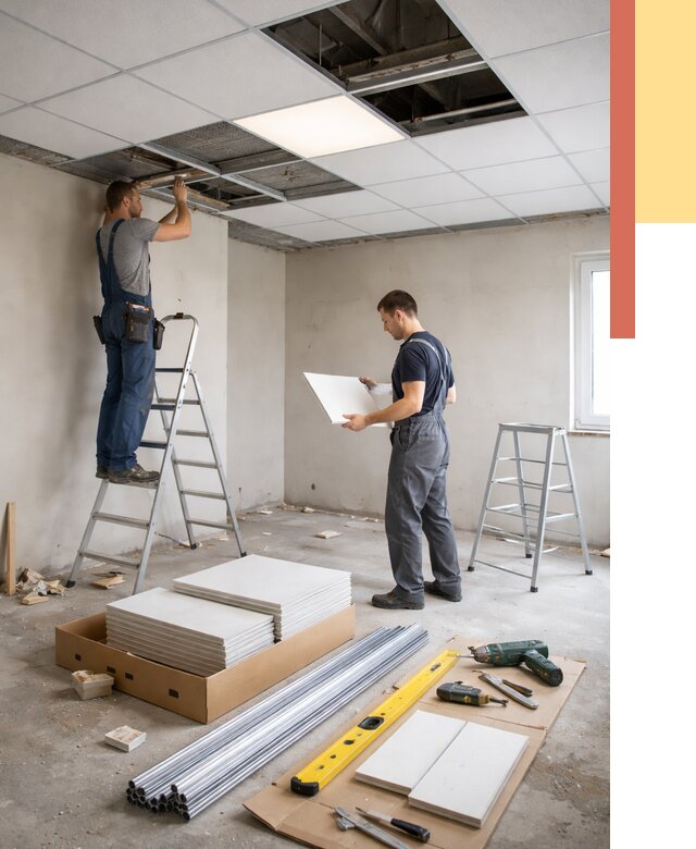 Монтаж потолка армстронг в Гае от 4575 руб/м2 — быстрая установка под ключ | ОТДЕЛОЧНИК-Гай