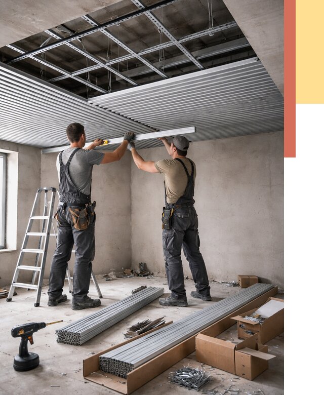 Монтаж реечного потолка в Гае от 4575 руб. под ключ | ОТДЕЛОЧНИК-Гай