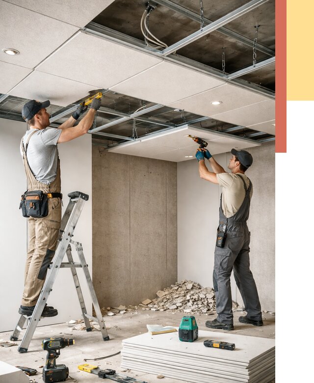 Монтаж акустического потолка в Гае от 6608 руб/м2 — быстро и недорого | ОТДЕЛОЧНИК-Гай